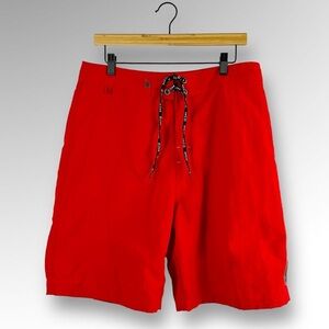 MCG Mens Summer Casual Solid Color Red Beach Swimwear Shorts Sz 34